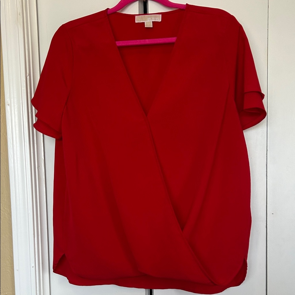 MICHAEL Michael Kors Red Wrap Top NWOT